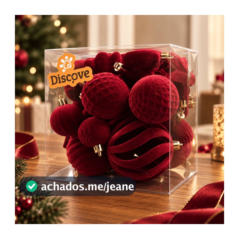 Kit 25 Bolas de Natal Aveludadas Enfeite Árvore de natal Decoração Natalina Luxuoso Elegante