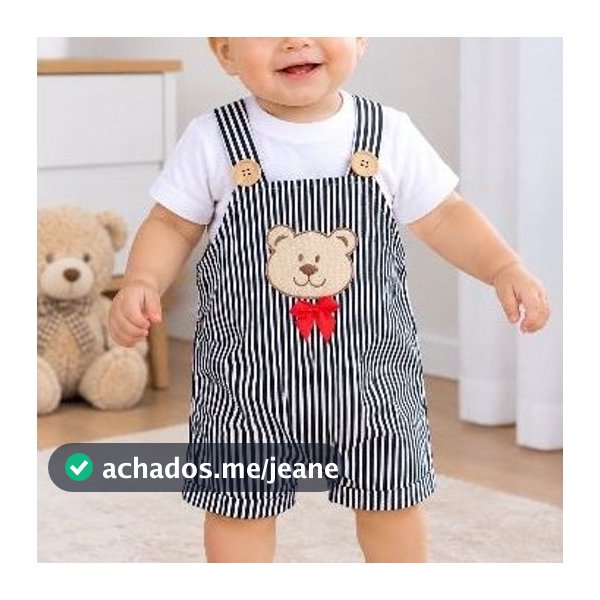 Conjunto de jardineira e camiseta para bebê