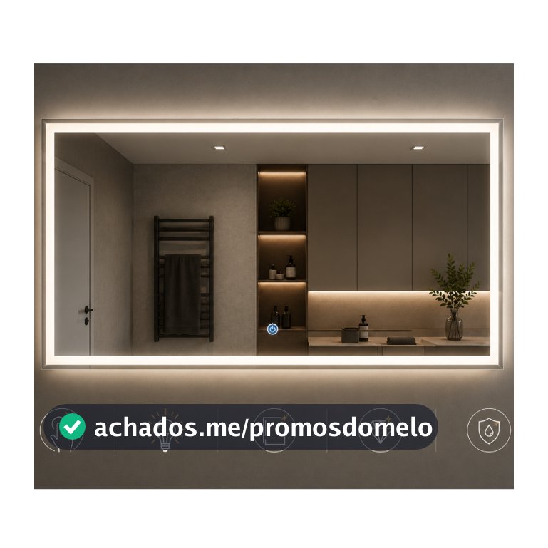 Espelho LED 120x70cm – com touch e led 3 cores