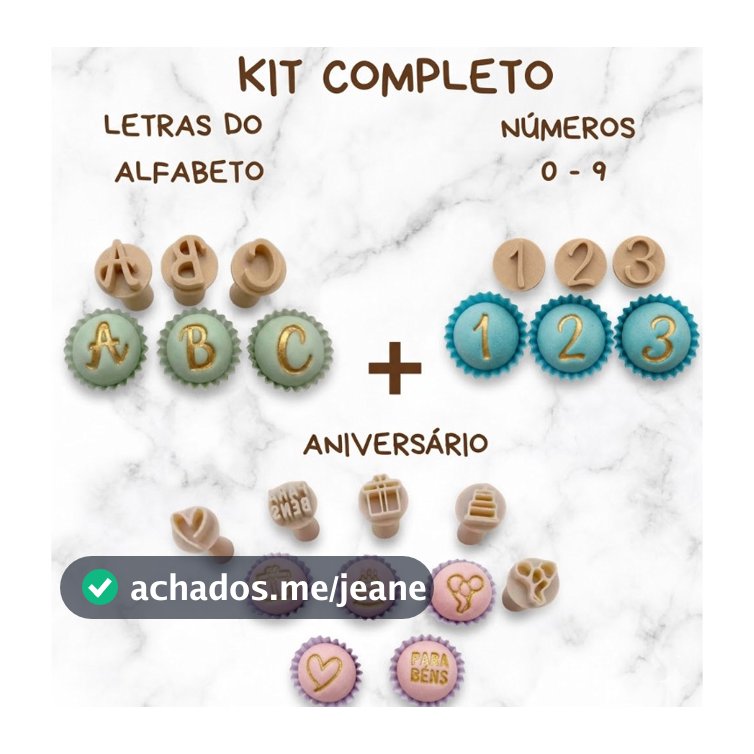 26 Letras do Alfabeto + Números 0 - 9 + Aniversário Parabéns Carimbo Para Brigadeiro e Doces  3 kits Premium Gourmet