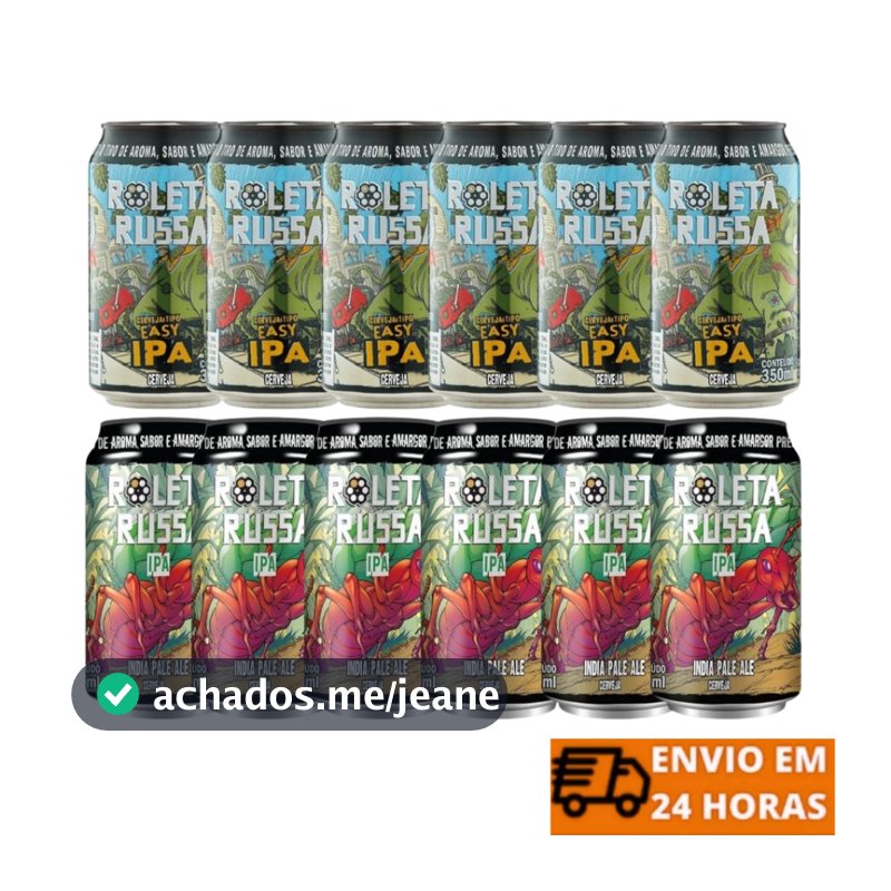 Kit Cerveja Roleta Russa 12 Unidades - 6 Easy IPA + 6 IPA Lata 350ml