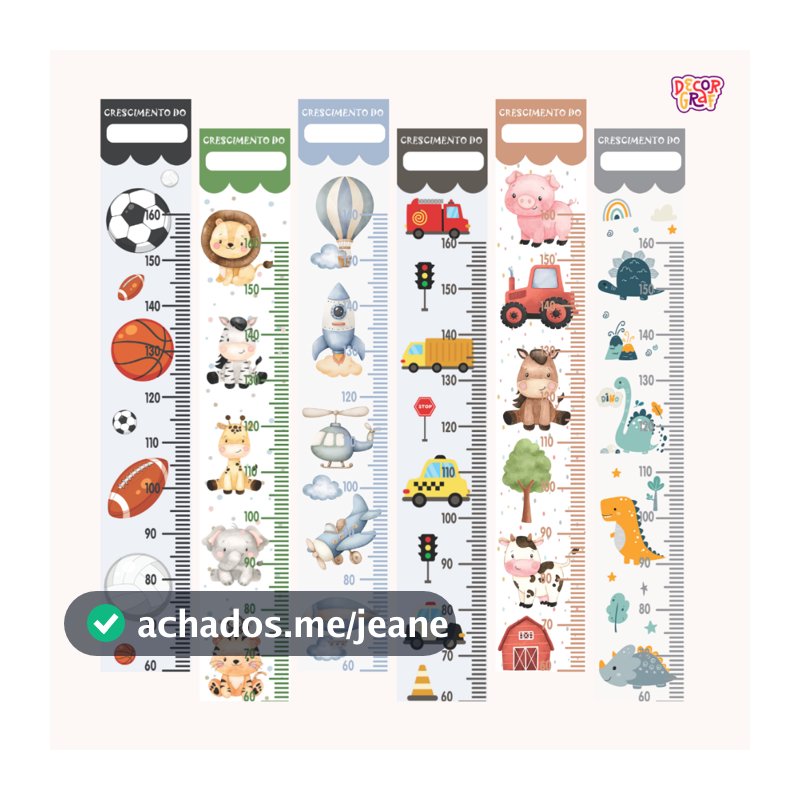 Régua Medidora De Crescimento Altura Infantil Adesivo Decorativo Parede Para Menino