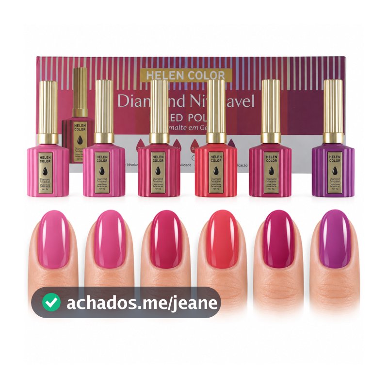 Kit 6 Esmaltes Gel Diamond Nivelável Helen Color 15ml Uv/led