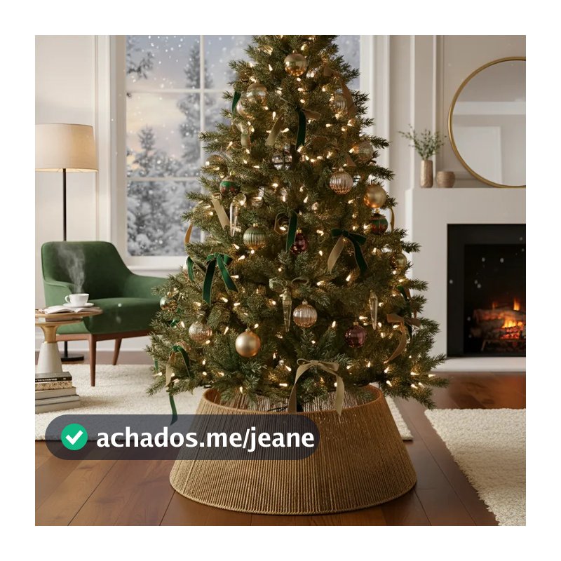 Saia Para Árvore de Natal Base Rígida Aramada Palha Boho Sisal Grande 70x50x25