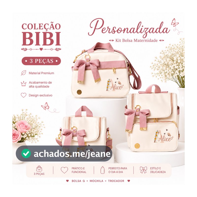 Kit Bolsa Maternidade e Bolsa Media com Mochila Impermeável Premium Linha BIBI