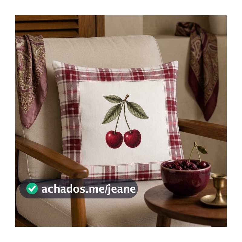 Capa De Almofada 45x45 Linho Premium Alta Qualidade Xadrez Floral Cereja Decoração Várias Opções