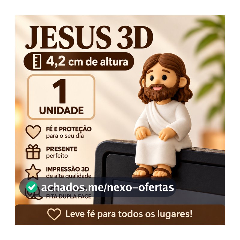 Miniatura Jesus Cristo para Monitor PC 4,2 cm Enfeite Decoração Religiosa Cristã Presente 1, 3 ou 5 Unidades