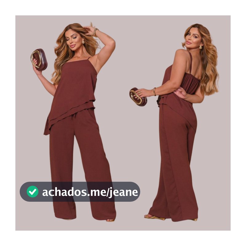Conjunto Calça Pantalona Blusa Assimetrica Alcinha Crepe M G GG Elegante Regulagem Chique Festa Trabalho Reunião