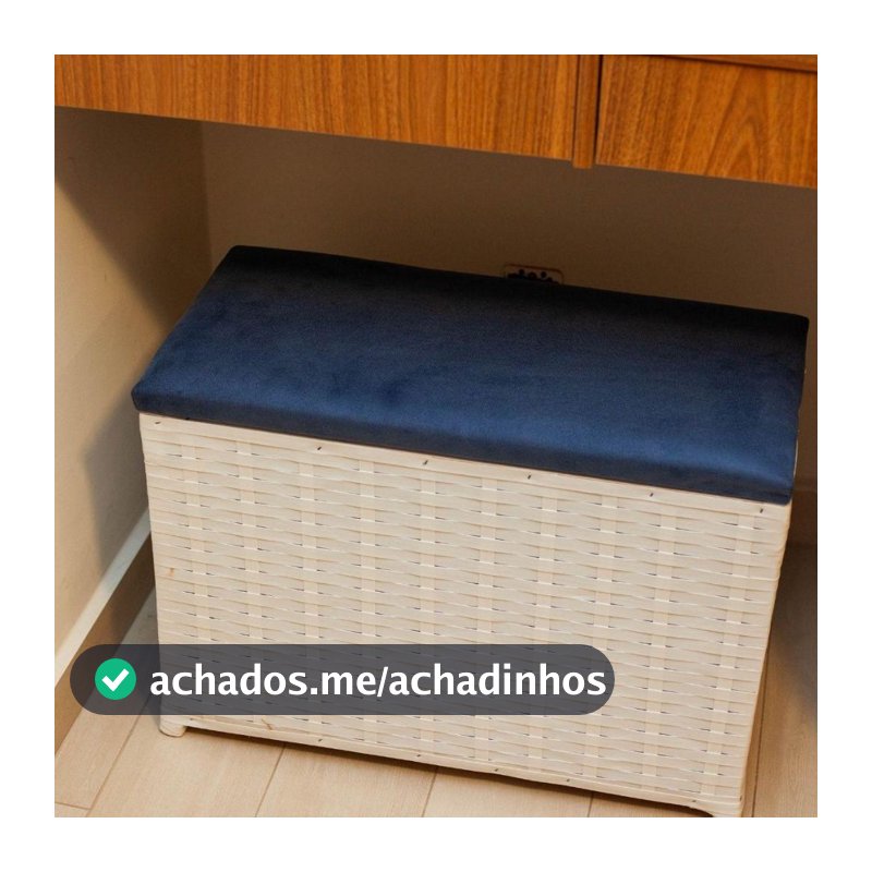Puff Baú Organizador Fibra Sintética Assento Suede 80 Ltrs