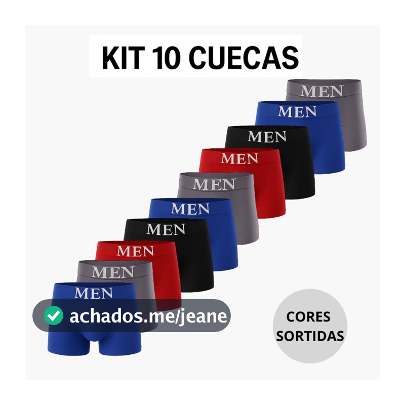 Kit Com 10 ou 4 Cuecas Boxers Premium Masculina Adulto de Microfibra