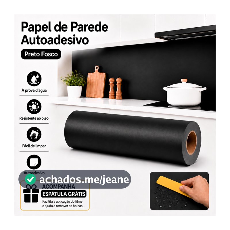 【Com Espátula】Novo Papel Contact Adesivo 5/10 Metros Preto Fosco Lavável Promoção