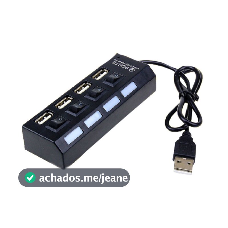Hub Régua Usb 2.0 4 Portas Led Indicador Extensor Usb Rápido