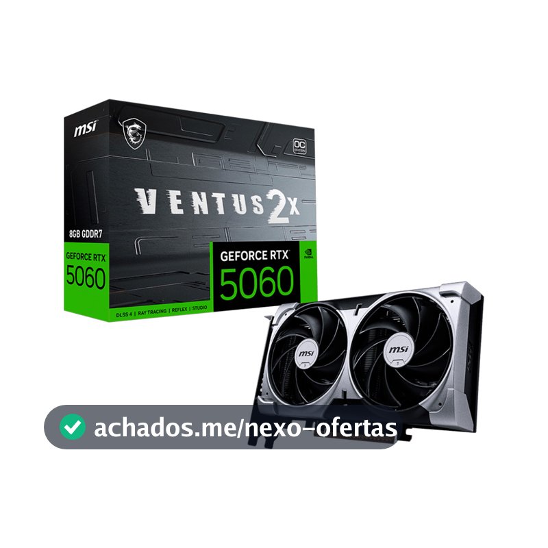 Placa de Vídeo MSI NVIDIA GeForce RTX 5060 VENTUS 2X OC, 8GB, GDDR7, 128 Bits - 912-V537-017