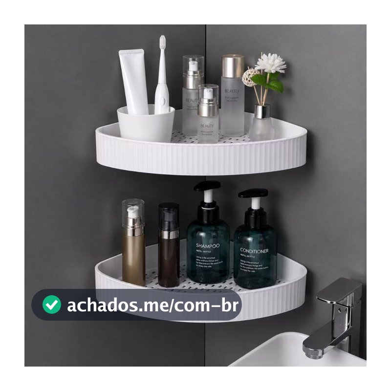 KT2 Suporte Shampoo Banheiro Prateleira Organizadora de Parede Sem Furo Adesiva para Banheiro Cozinha Canto PP