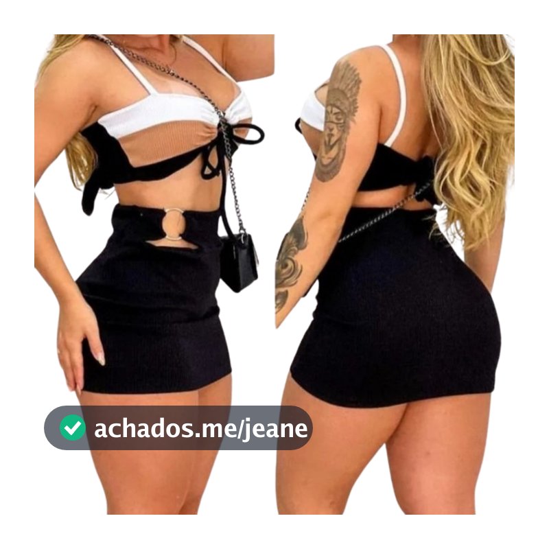 Conjunto Argolinha Mini Saia com Shortinho e Cropped Tamanho único Tecido Anarruga