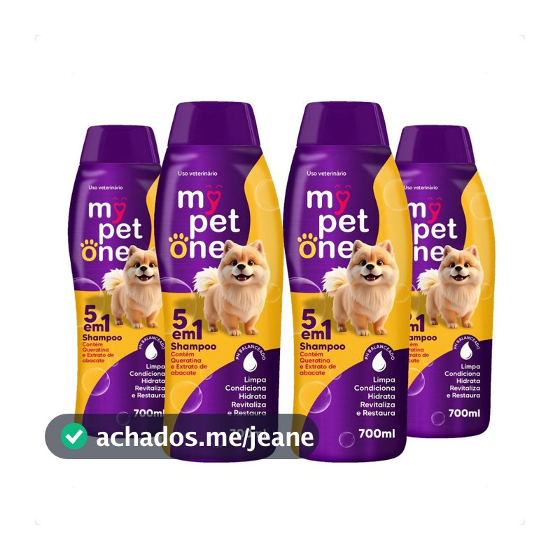 Kit 4 Shampoo 5 em 1 Mypetone Cães e Gatos - 700mL