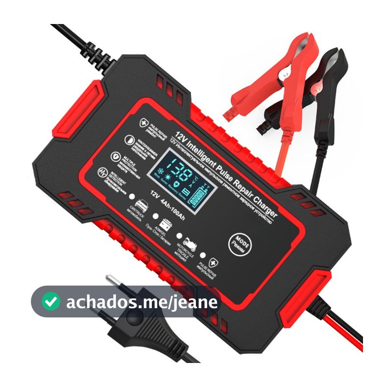 Carregador de bateria automotivo inteligente 12 V - Display Digital Automático Energia Reparação Puls