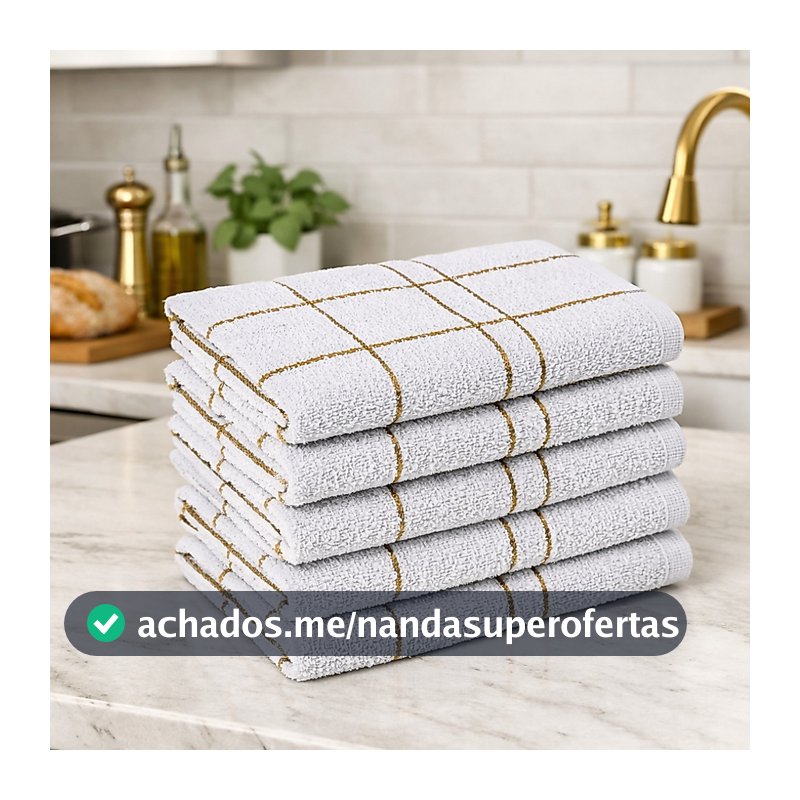 Kit 03 a 10 Toalha de Louça Pano de Prato Branco Xadrez Grande 100% Algodão Alta Absorção Laune Haus