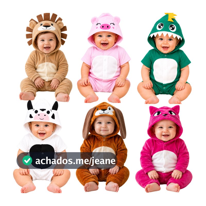 Macacão Bebê Bichinhos com Capuz Confortável Até 24 Meses