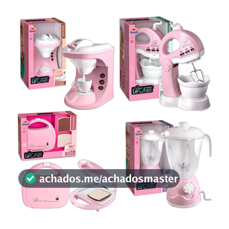 Brinquedo Coleção Liquidificador Batedeira Cafeteira Sanduicheira Torradeira Microondas Rosa Le Chef