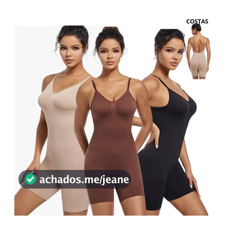 Body Macaquinho Cinta Modeladora Bermuda Bumbum Costa Nua