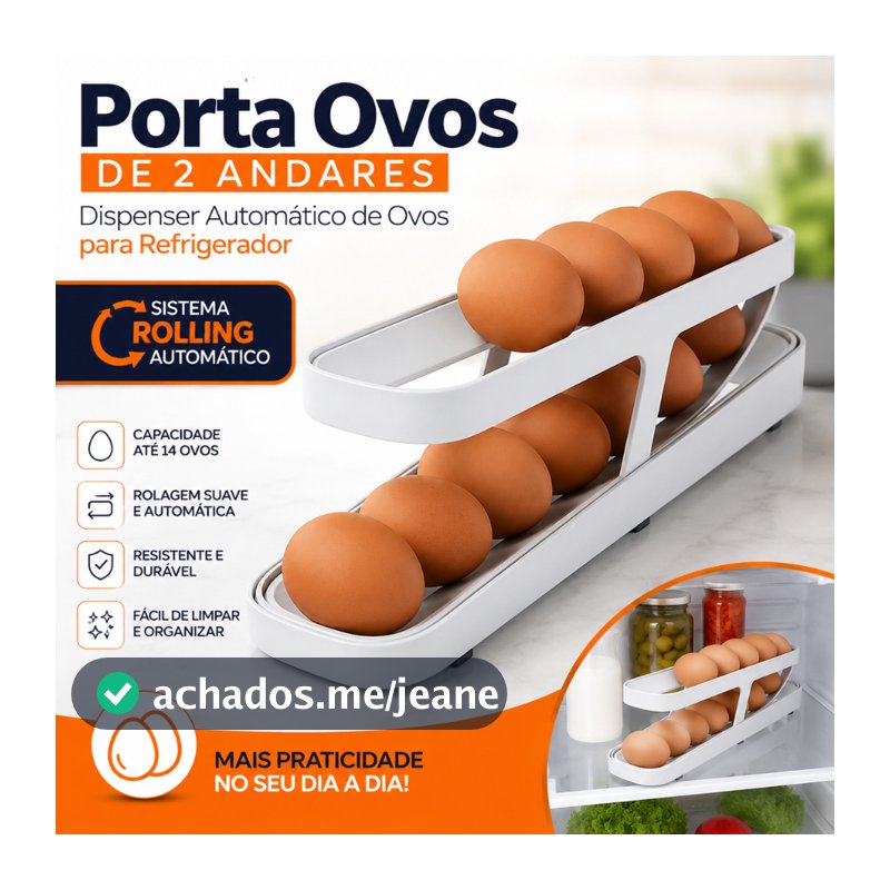 Porta Ovos Deslizante Organizador Para Geladeira De 2 Camadas Automática Rolantes