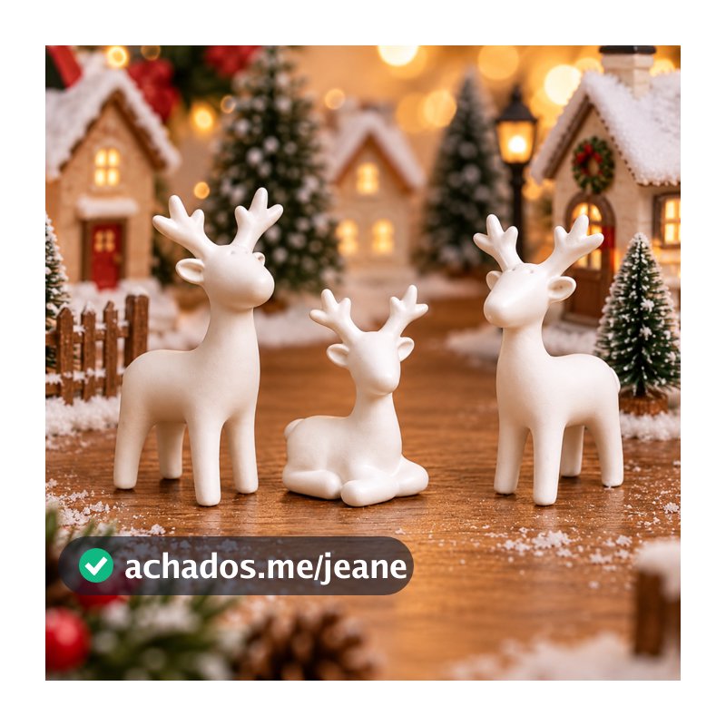 Vila Natalina Kit 3 Mini Renas Decorativas Enfeite de Natal 5cm
