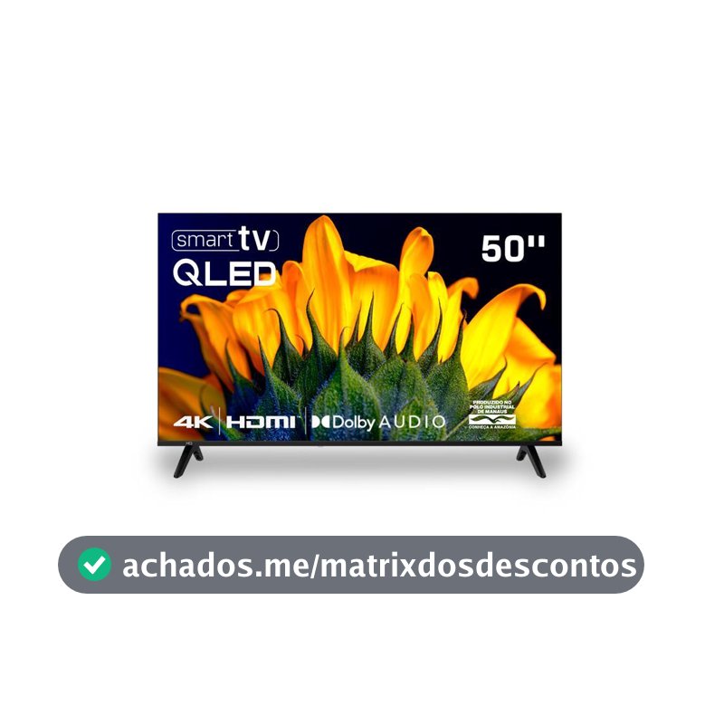 Smart TV HQ QLED 50 Polegadas HQ-QLED50SM 4K Wi-Fi Bluetooth, Dolby Audio, Apps, Netflix, YouTube e Prime Video, 3 HDMI