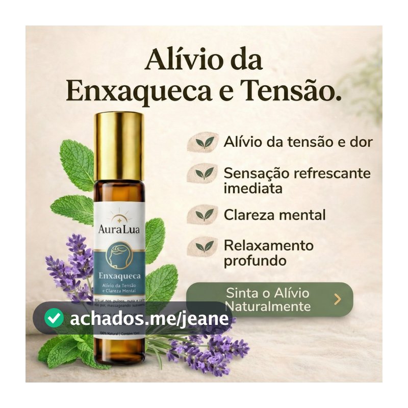 Blend para Enxaqueca Roll-on | Alívio da Dor de Cabeça e Tensão com Clareza Mental 10ml AuraLua