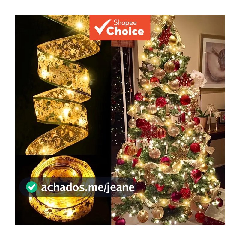 Fita de LED para Decoração de Natal, Luzes de Fada, Enfeites para Árvore de Natal para Casa, Navidad, Ano Novo
