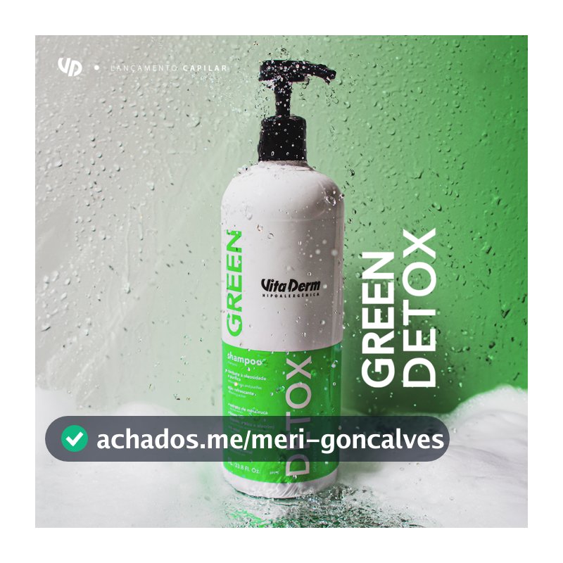 Shampoo Green Detox Controle de Oleosidade Vita Derm 1 L Profissional Cabelos Capilar Shampoo Controle da Oleosidade PH