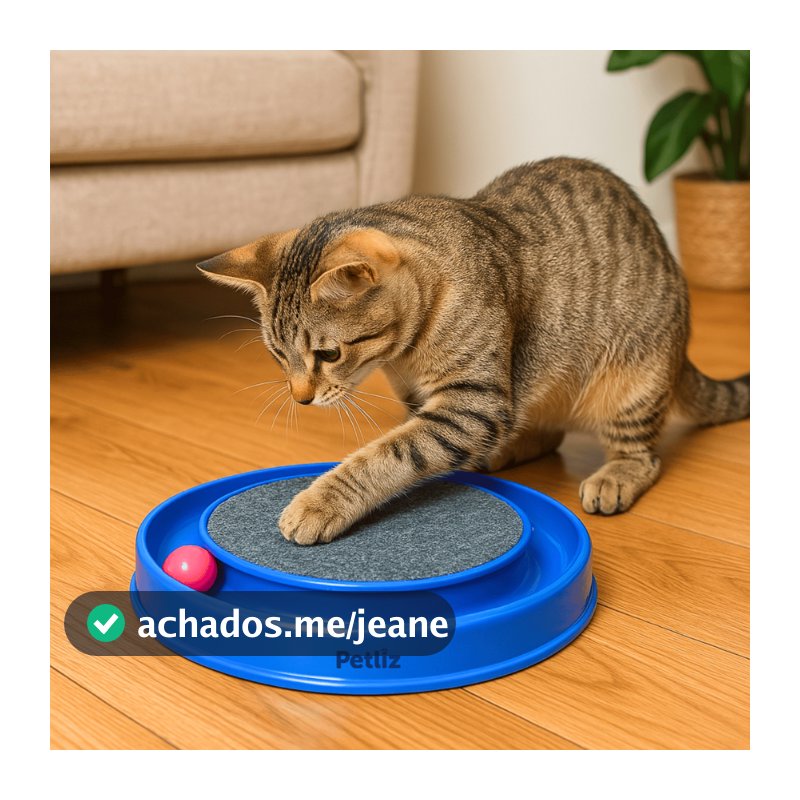 Brinquedo Arranhador Redondo 35cm x 35cm com Bolinha Interativo Catmiau Relax Antiestresse pra Gatos