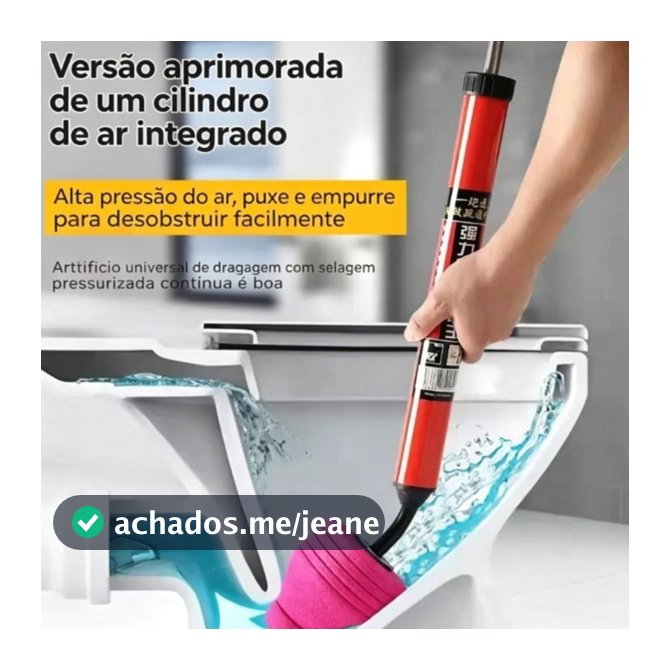 Desentupidor Portátil Profissional Bomba de Pressão para Vaso Sanitário Pia e Ralos