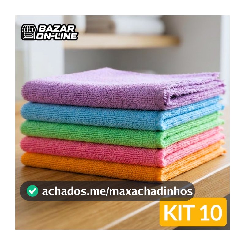 Kit 10 Panos De Limpeza Microfibra alta absorção Multiuso