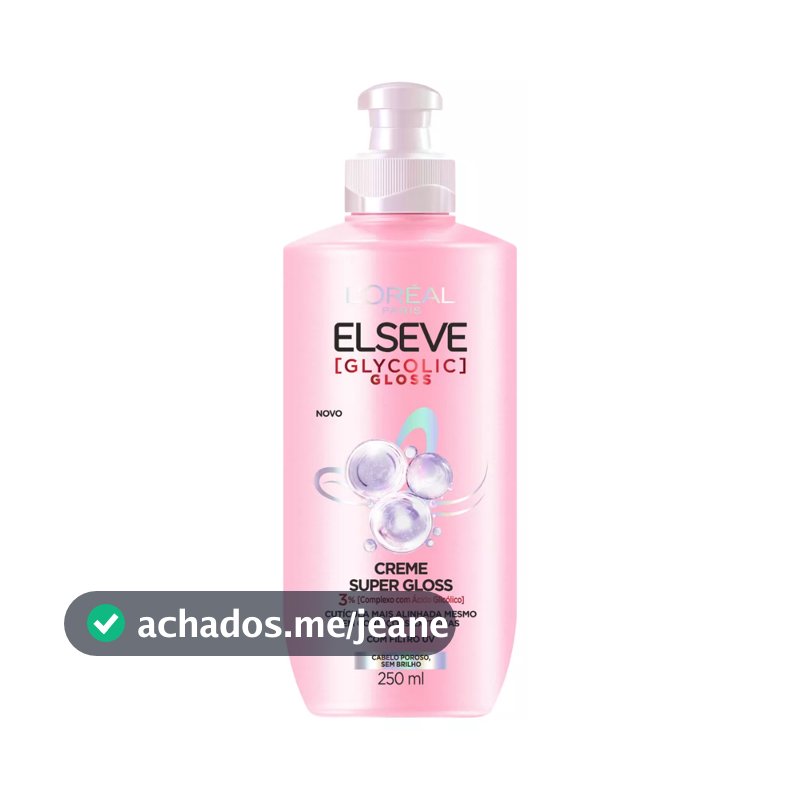 Creme de Pentear Gloss, com Ácido Glicólico, Controla o Frizz, com Proteção Térmica e UV, Elseve Glycolic Gloss 250ml
