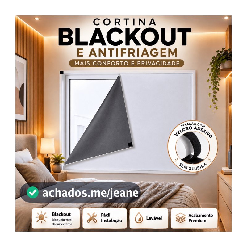 Cortina Painel com Velcro Adesivo Blackout Bloqueia 100% Luz Fácil Instalação Varias Cores e Tamanhos
