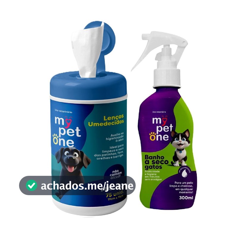 Kit Banho a Seco Gatos Machos + Lenço Umedecido Machos Mypetone