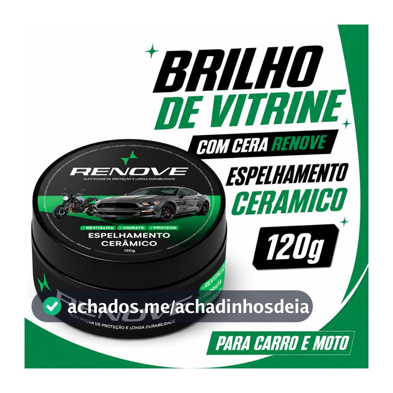 Cera Carnaúba Automotiva Renove 120g - Brilho Profundo, Toque Liso e Repelência à Água