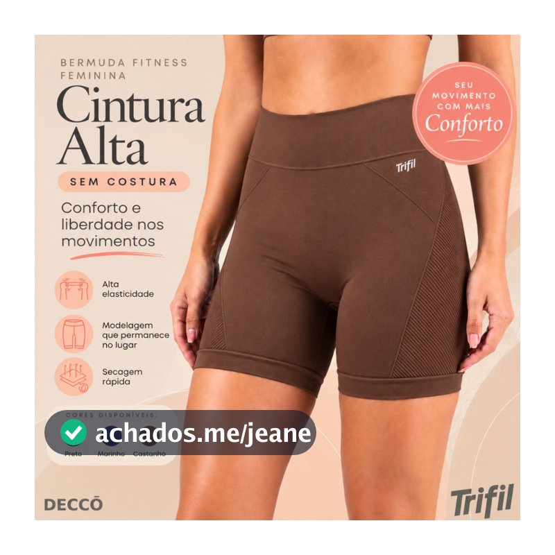 Bermuda Trifil Feminina Fitness Sem Costura Secagem Rápida Sem Transparência