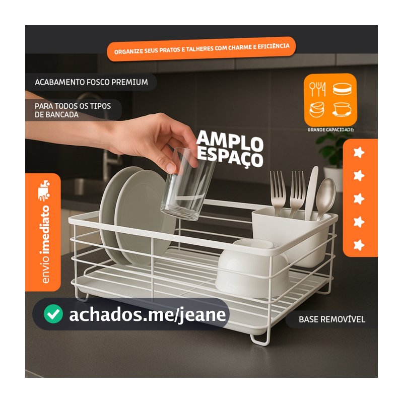 Escorredor Louças Branco Para Pia- Prato Talher Com Bandeja - Bhz Store