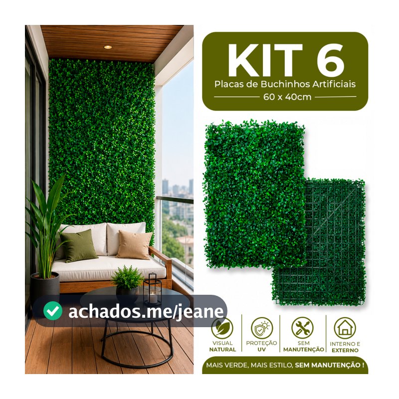 Kit Placas 40x60 Buchinhos Grama Artificial Jardim Vertical Parede Verde Muro inglês