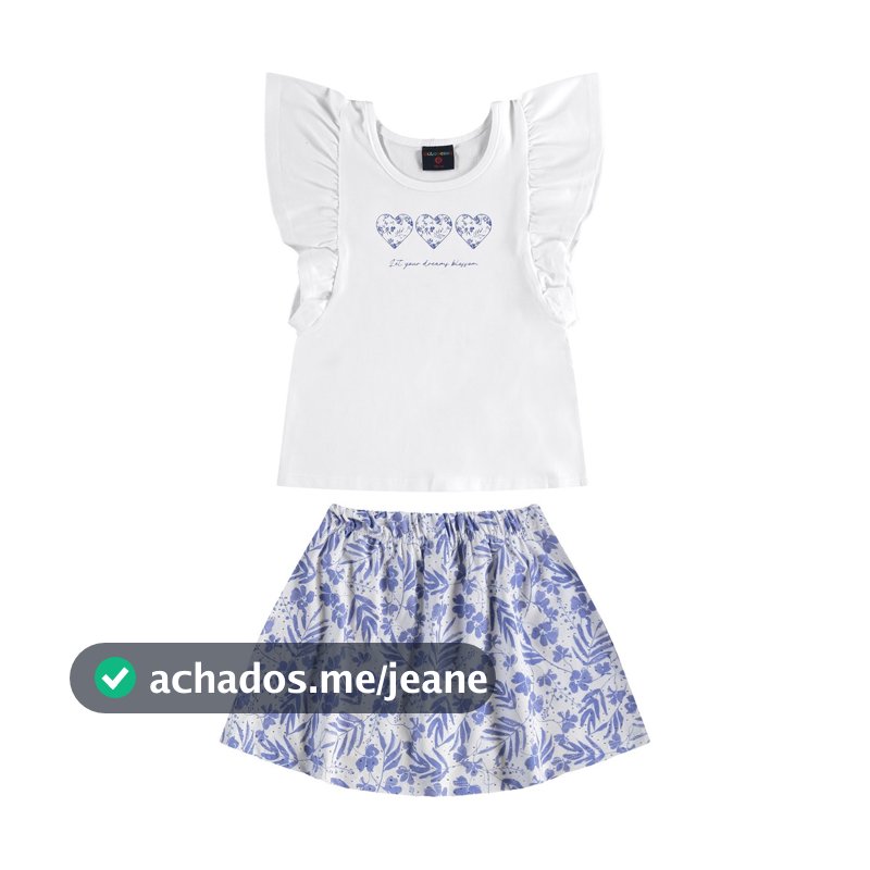Conjunto Infantil com Blusa e Short-Saia Guloseima