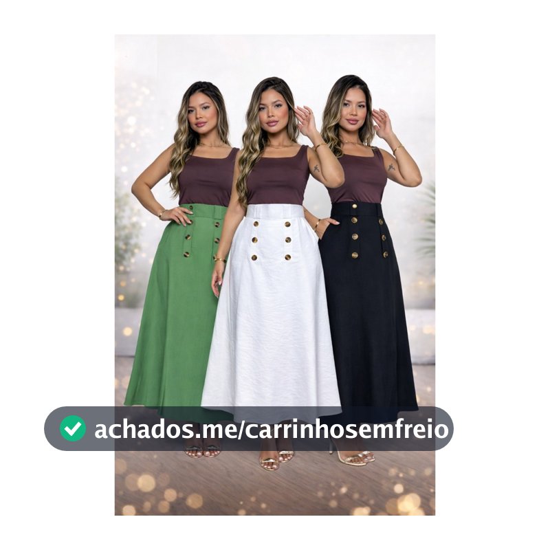 Saia Longa Feminina Elegante Sensorial com Bolsos - Saia Evangelica