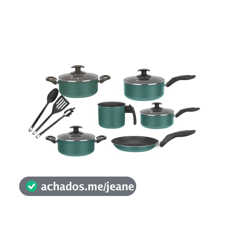 Jogo De Panelas Teflon  06 Pecas Verde Antiaderente