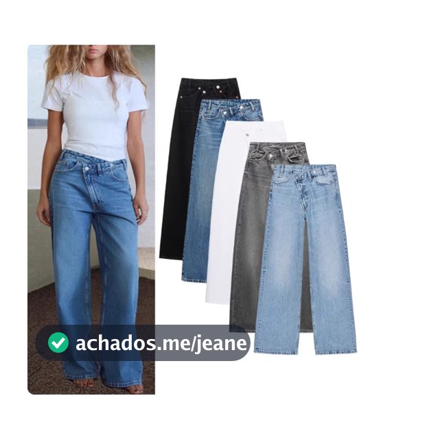 Outono Novo Produto Calça Jeans Feminina Cintura Alta Perna Larga 4365232