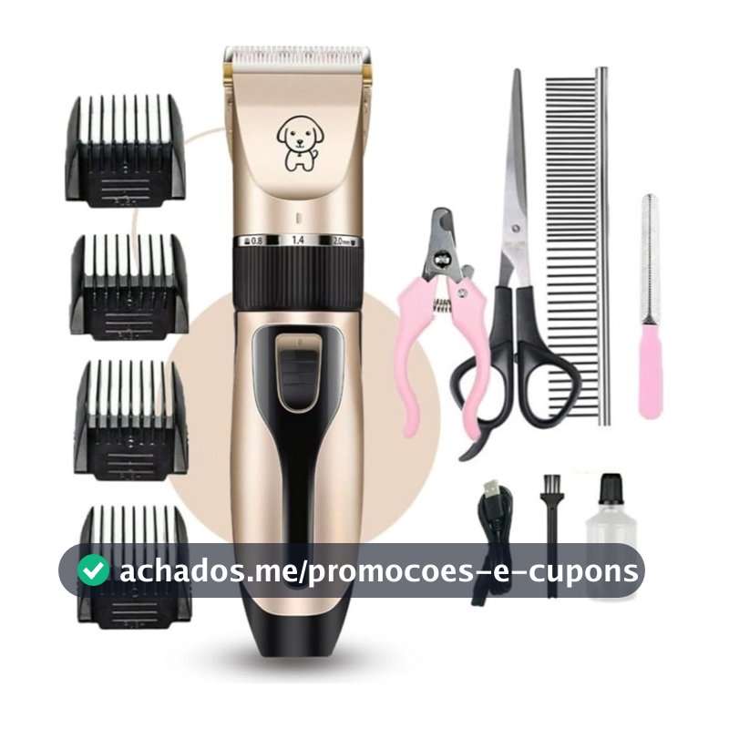 Kit Máquina Para Tosar Pet + Tesoura + Pente + Lixa Máquina Profissional Para Cachorro & Gato
