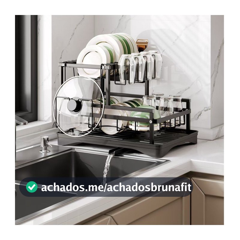 Escorredor de Louças Rack Aço Carbono Organizador Preto