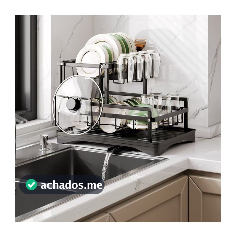 Escorredor de Louças Rack Aço Carbono Organizador Preto