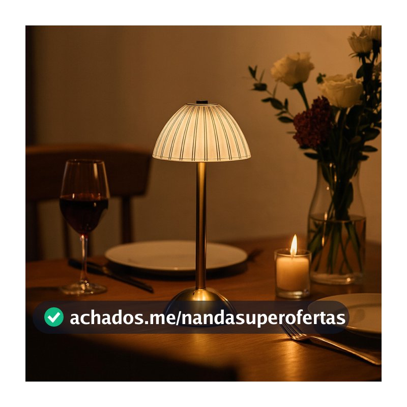 Luminária Abajur de Mesa Saia Seda Ruby Led Toque de Sensor Quarto Sem Fio 3 Cores