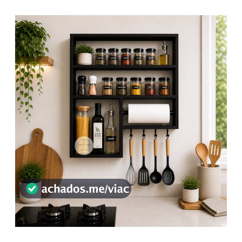 Nicho Porta Tempero com Gancho Para Cozinha Prateleira(13)